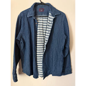 Men's UNTUCKit Casual Button Down Shirt XL Blue White Striped